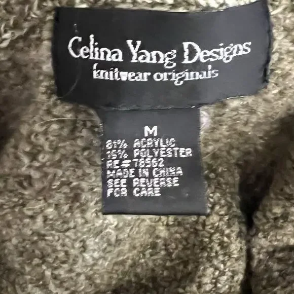 Celina Yang Cardigan Women Medium Green Chunky Knit Sailor Goblincore Grunge 90s - Picture 6 of 8